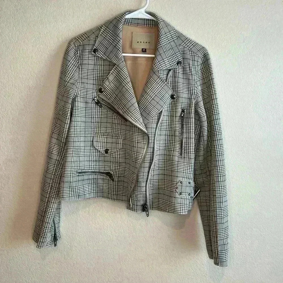 Blank NYC Plaid Double Breasted Moto Jacket M - Picture 1 of 4